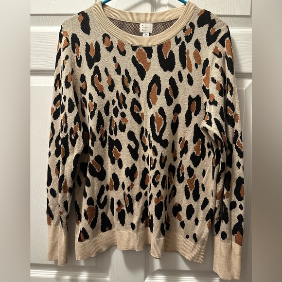 A New Day Women's Leopard Print Crew Neck Sweater - XL - Picture 1 of 5